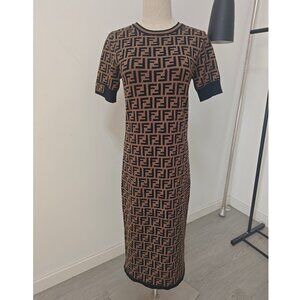 Fendi Printed Midi Length Dress